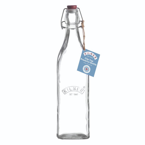 Clip Top Square Bottle, 1 Litre