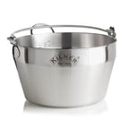Stainless steel pot with handles on a white background, featuring the Kilner brand.