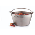 Stainless steel pot with strawberries on a white background, featuring the Kilner brand.