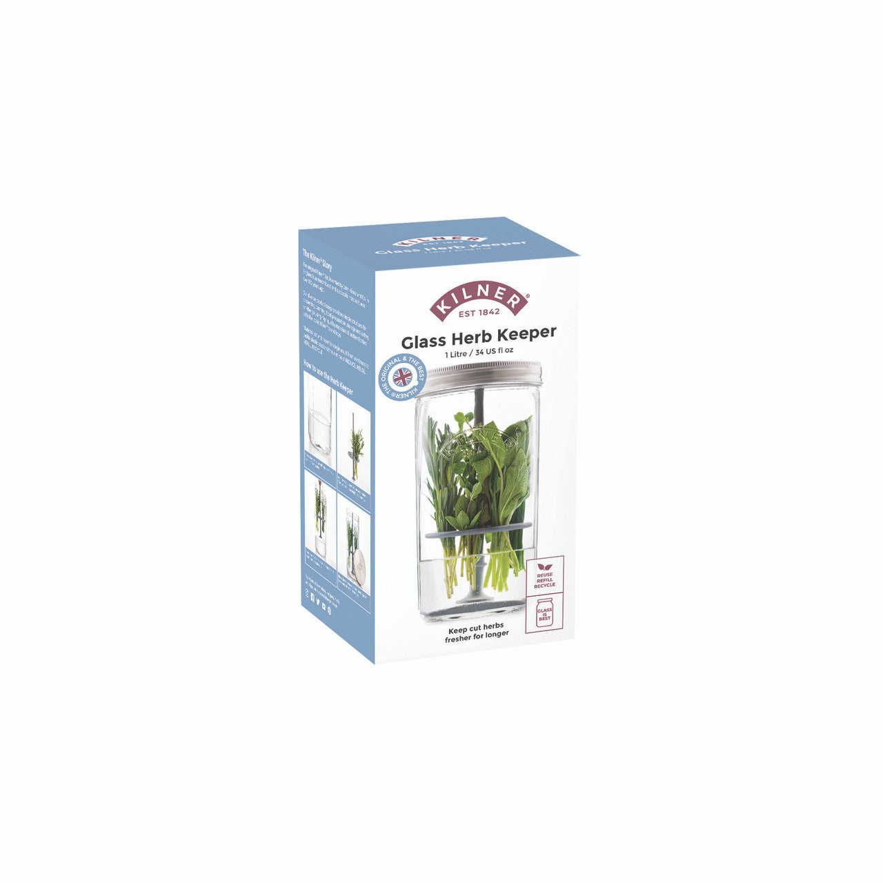Fisher Glass Herb Keeper packaging on a white background