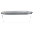 Clear rectangular glass storage container with lid